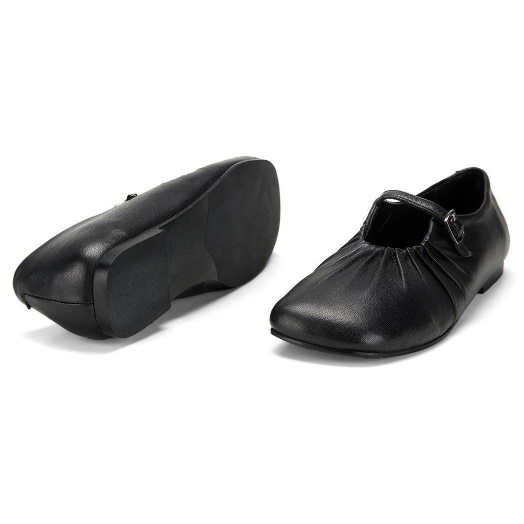 Kadın Siyah Mary Jane Deri Babet