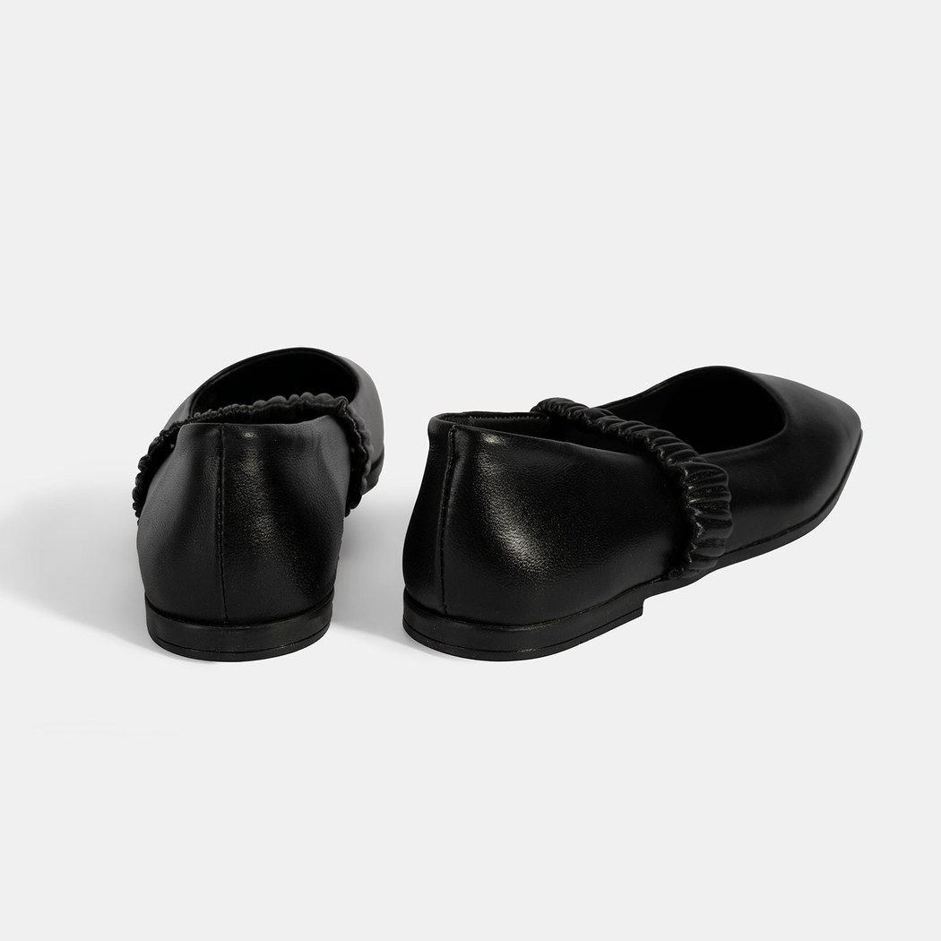 Kadın Siyah Mary Jane Deri Babet