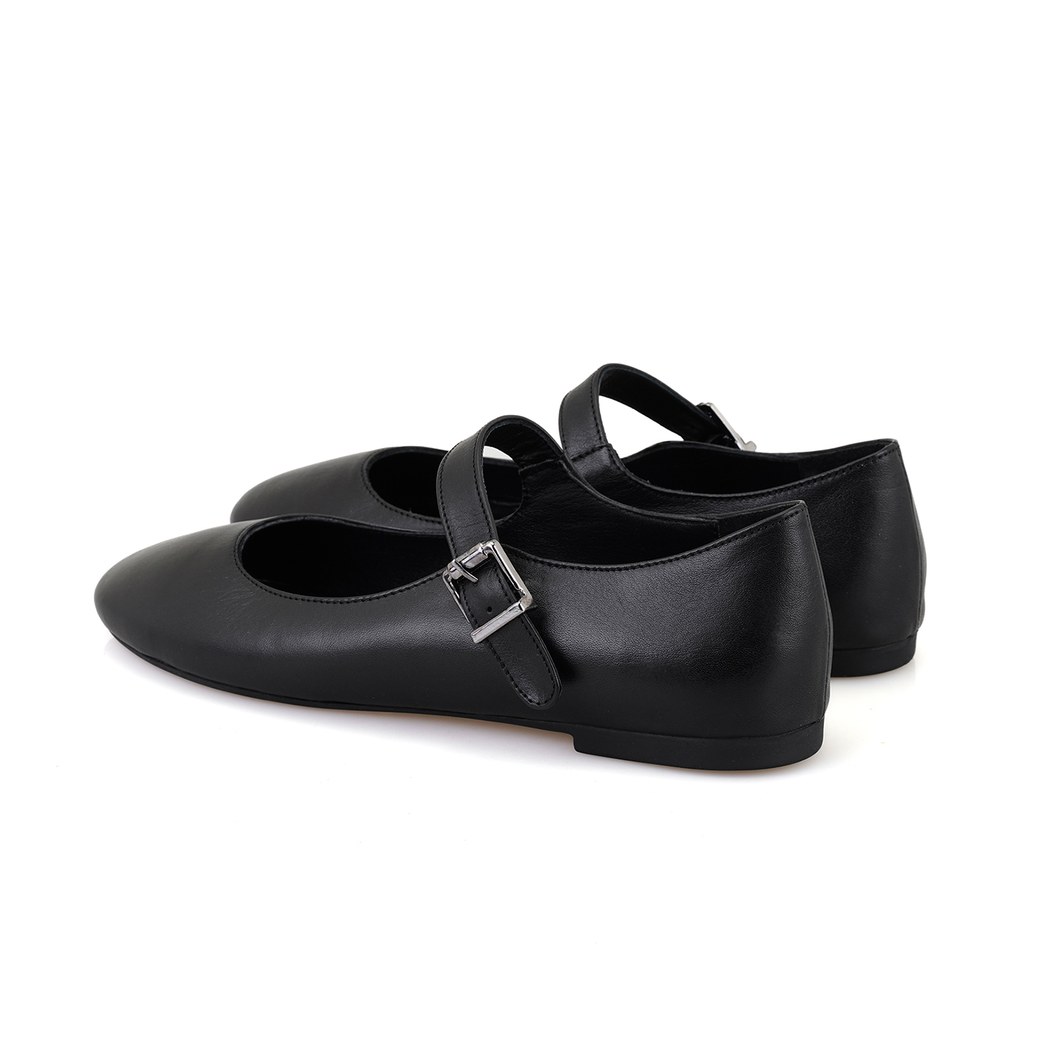 Kadın Siyah Mary Jane Deri Babet