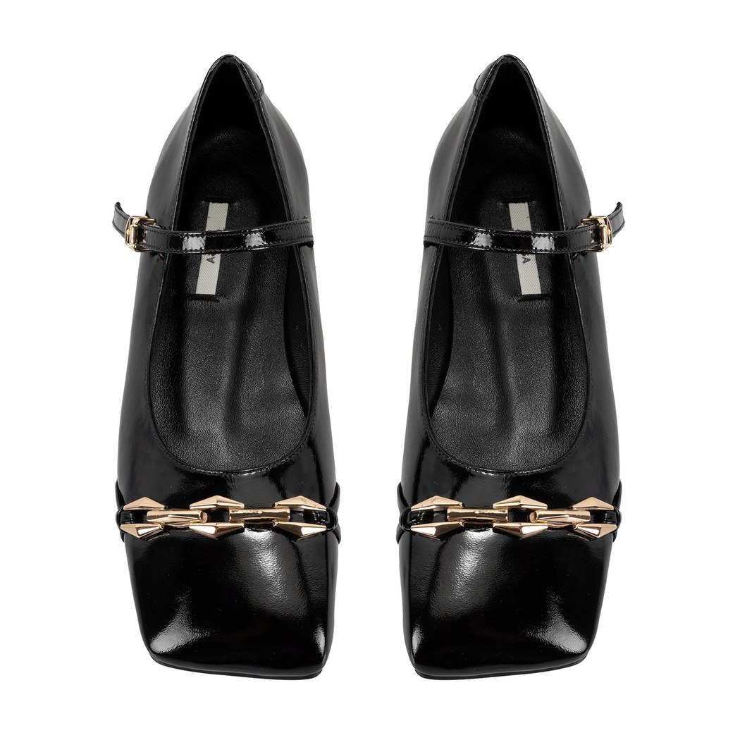 Kadın Siyah Mary Jane Deri Babet