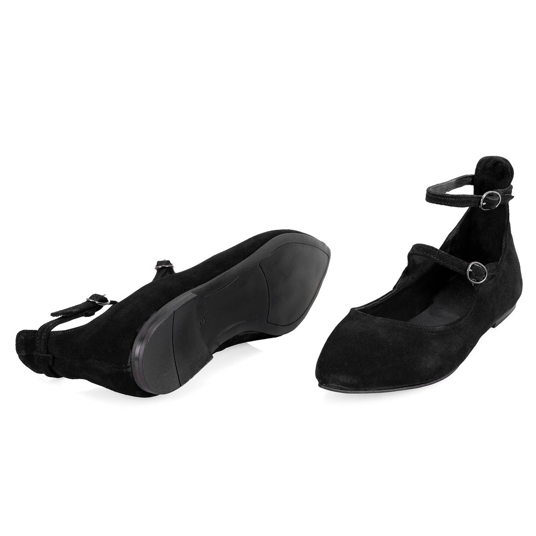 Kadın Siyah Mary Jane Deri Babet