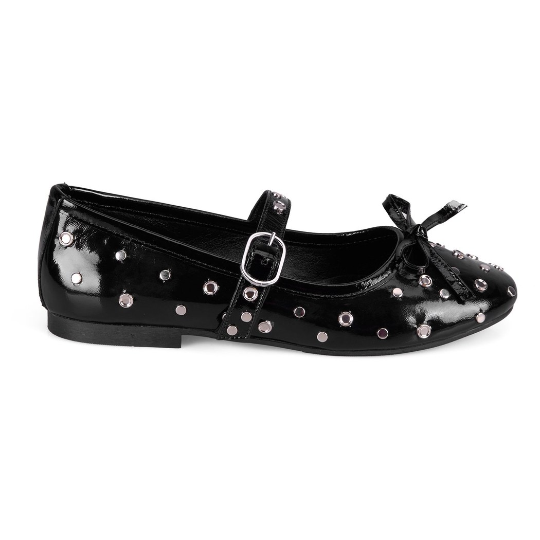 Kadın Siyah Mary Jane Deri Babet