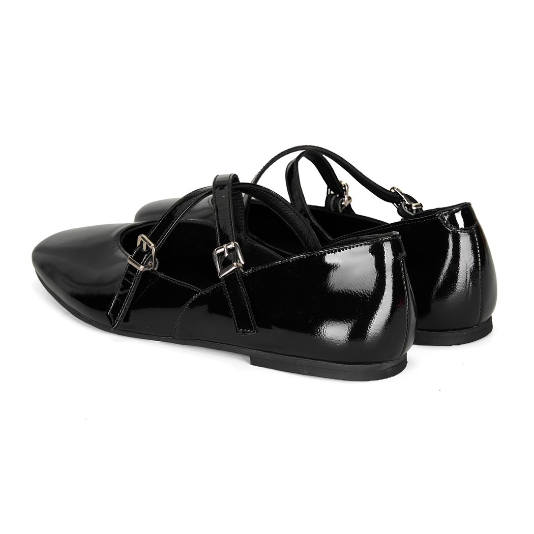 Kadın Siyah Mary Jane Deri Günlük Ayakkabı