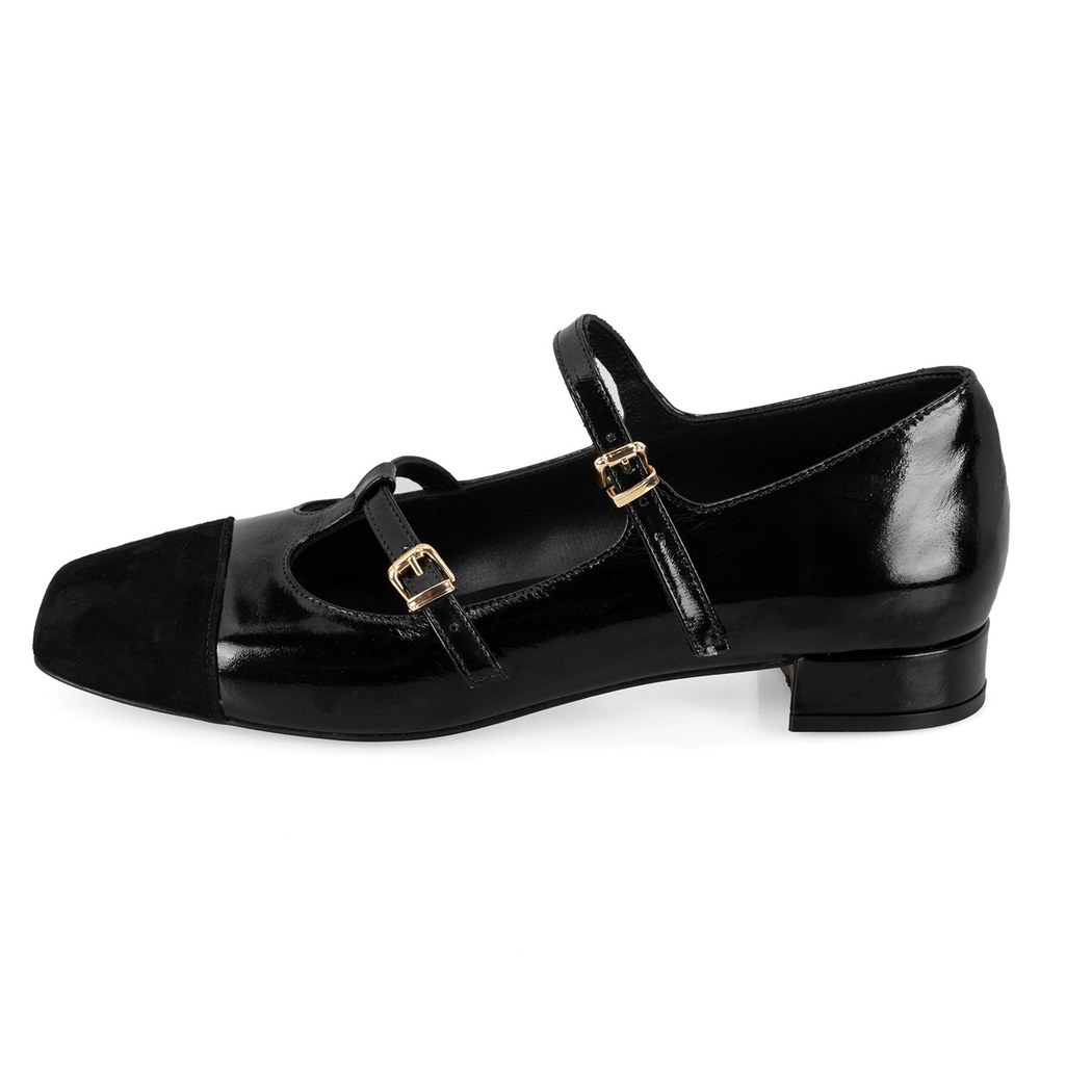 Kadın Siyah Mary Jane Rugan Babet