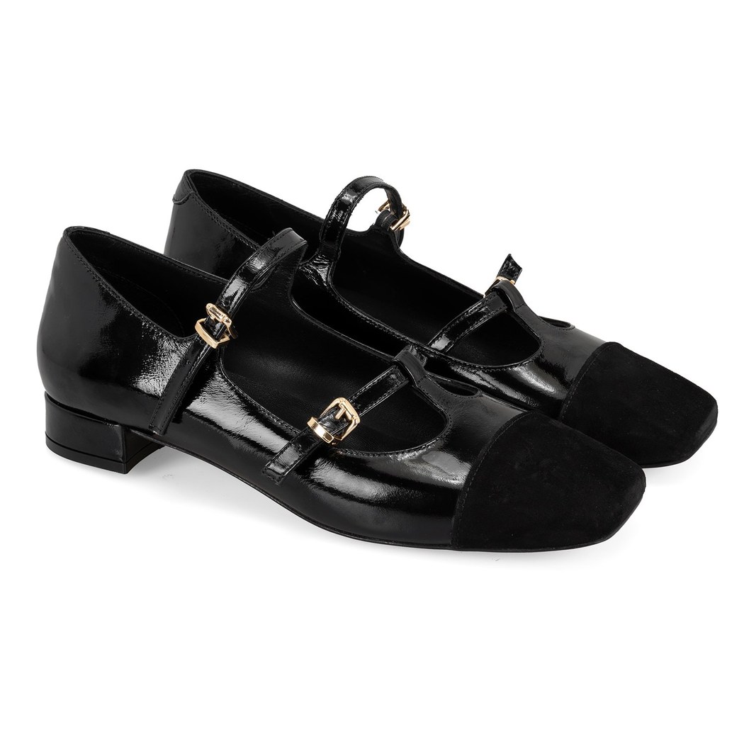 Kadın Siyah Mary Jane Rugan Babet