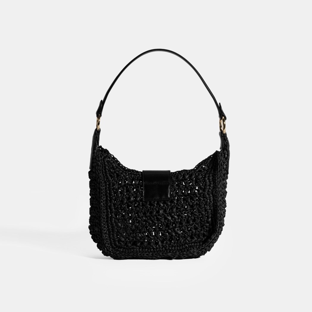 Kadın Siyah Monogram Logolu Omuz Çantası 