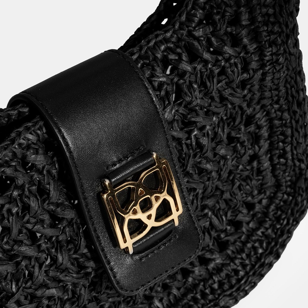 Kadın Siyah Monogram Logolu Omuz Çantası 