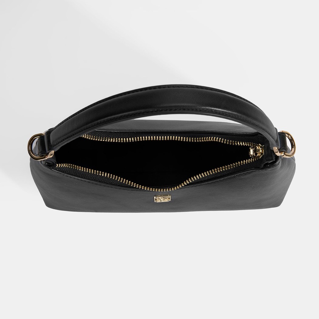 Kadın Siyah Omuz Askılı Mini Deri El Çantası