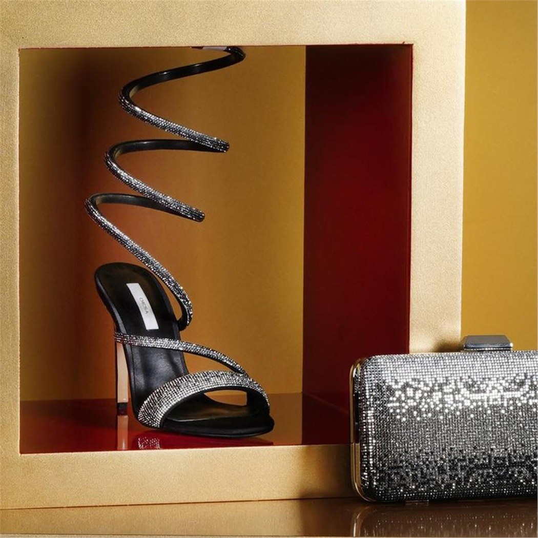 Kadın Siyah Parlak Taş Detaylı Abiye Topuklu Ayakkabı