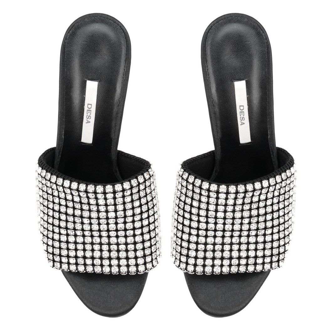 Kadın Siyah Parlak Taş Detaylı Topuklu Abiye Ayakkabı