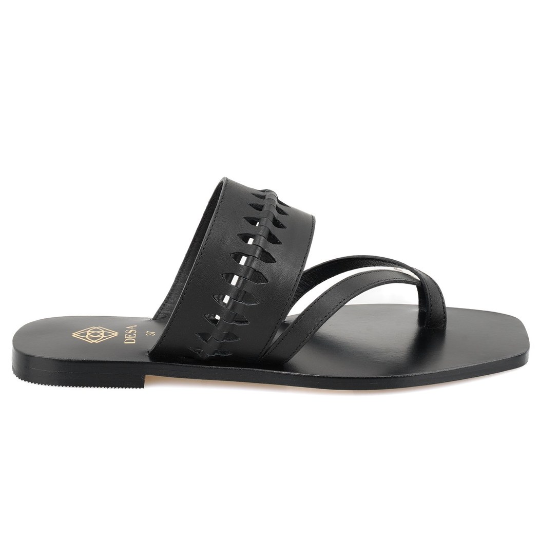 Kadın Siyah Parmak Arası Deri Terlik