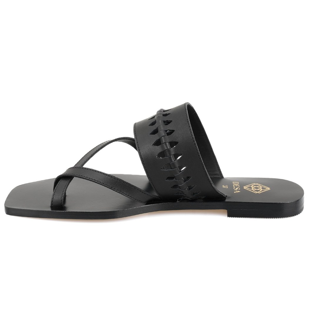 Kadın Siyah Parmak Arası Deri Terlik