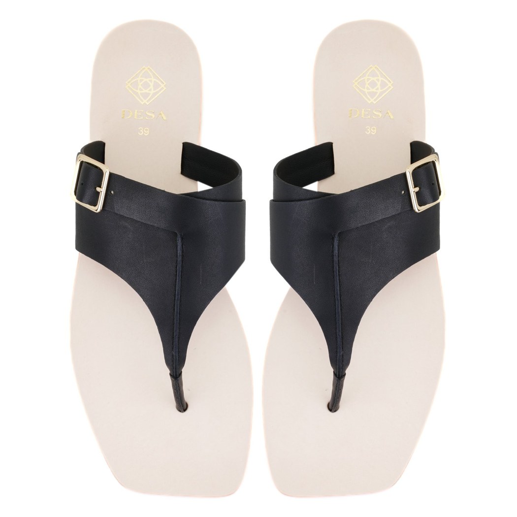 Kadın Siyah Parmak Arası Deri Terlik