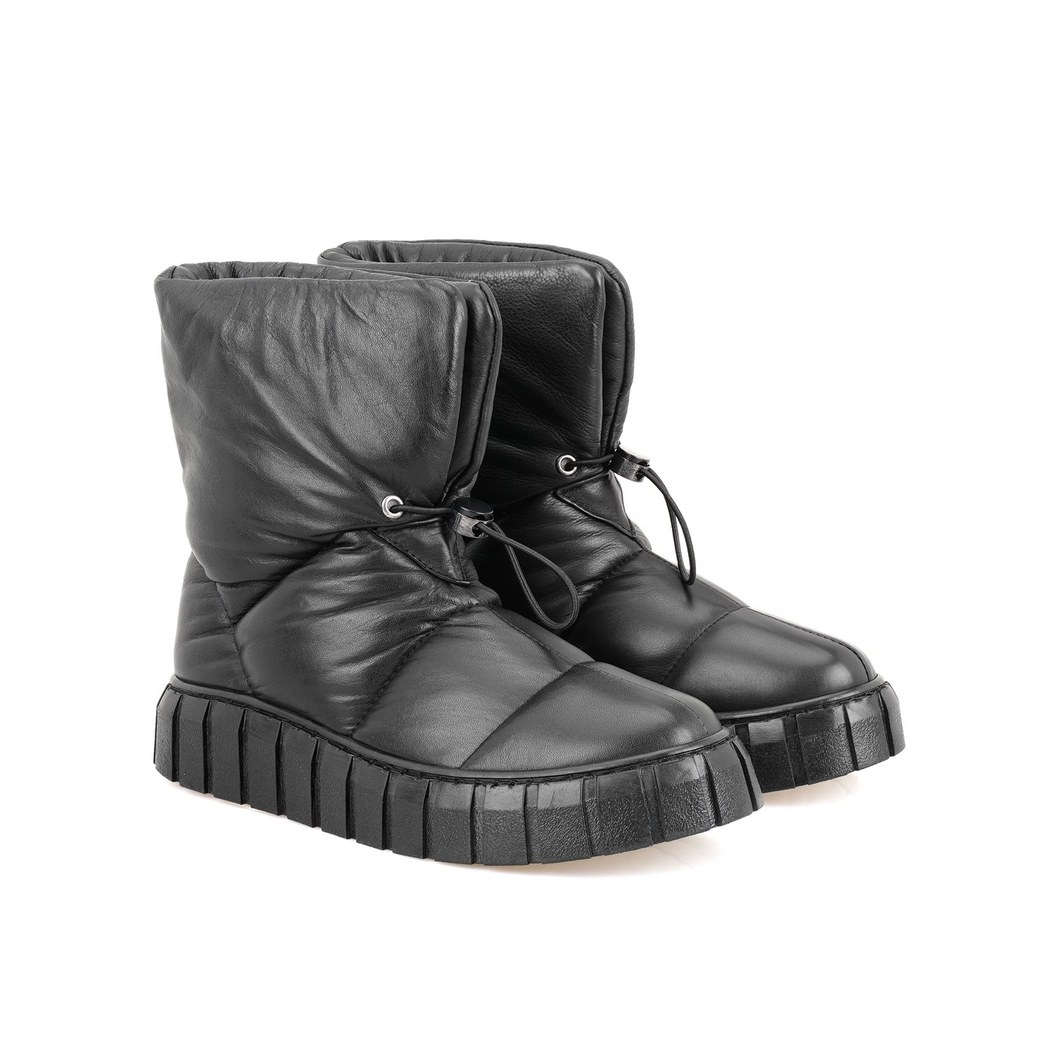 Kadın Siyah Puffer Deri Bot