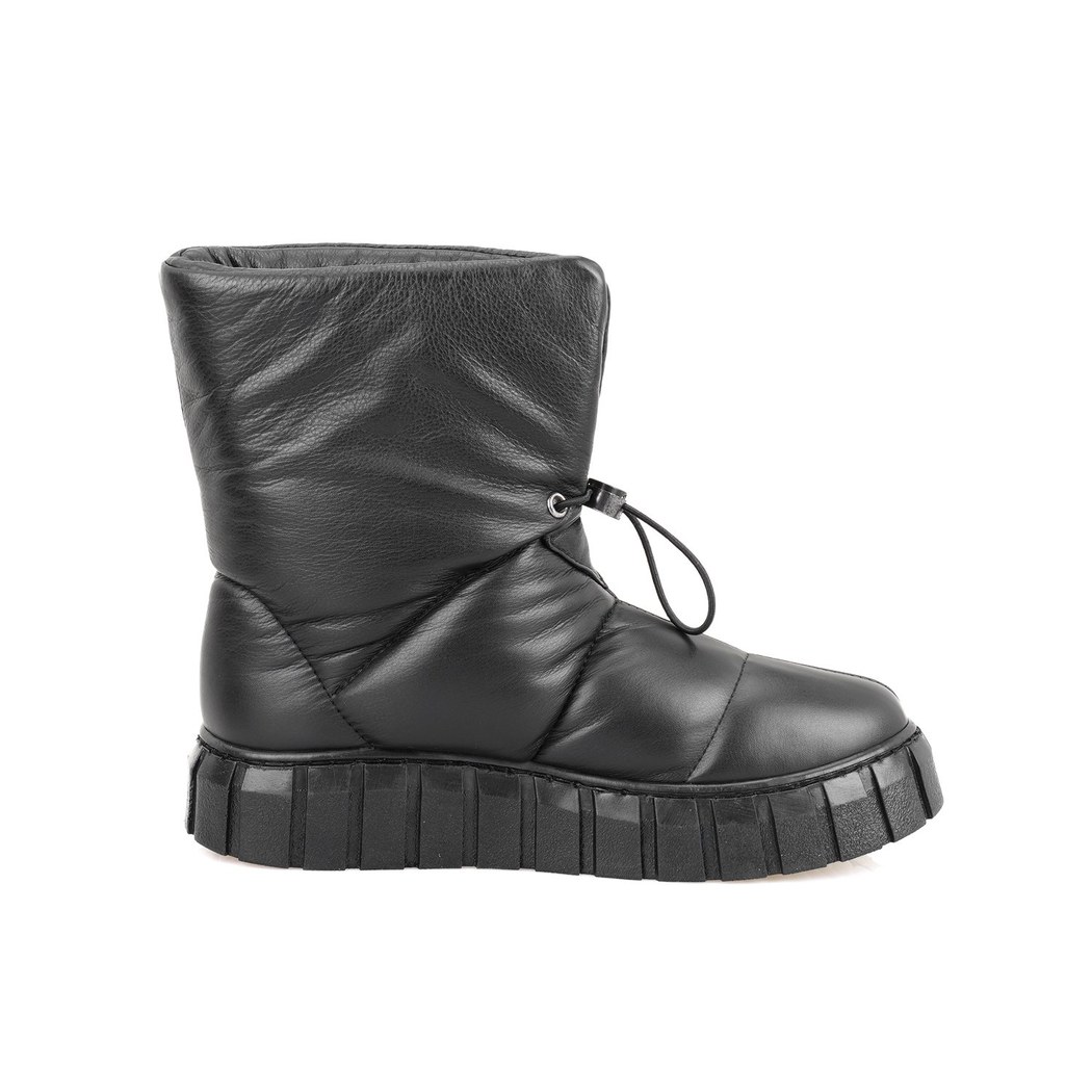 Kadın Siyah Puffer Deri Bot