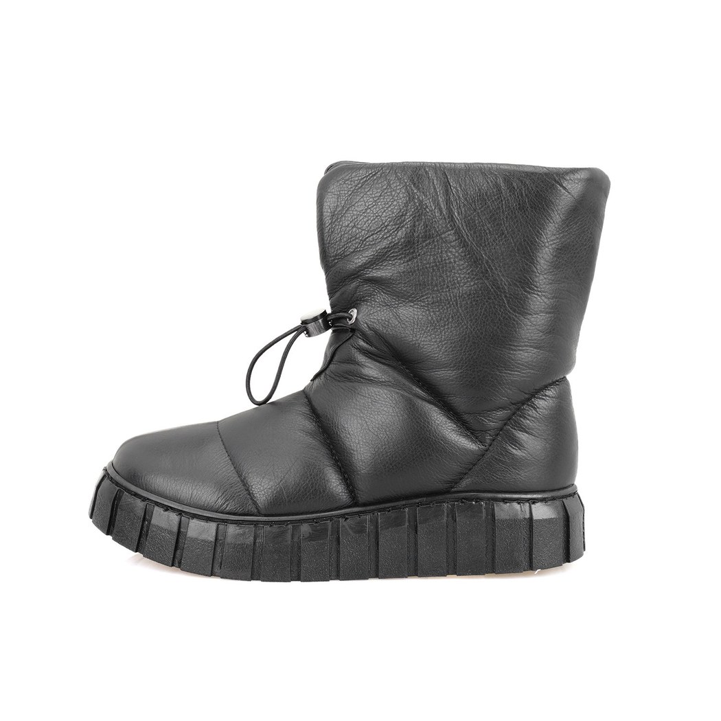 Kadın Siyah Puffer Deri Bot