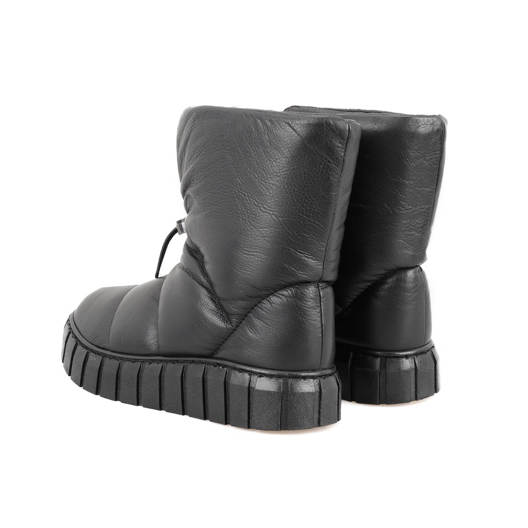 Kadın Siyah Puffer Deri Bot