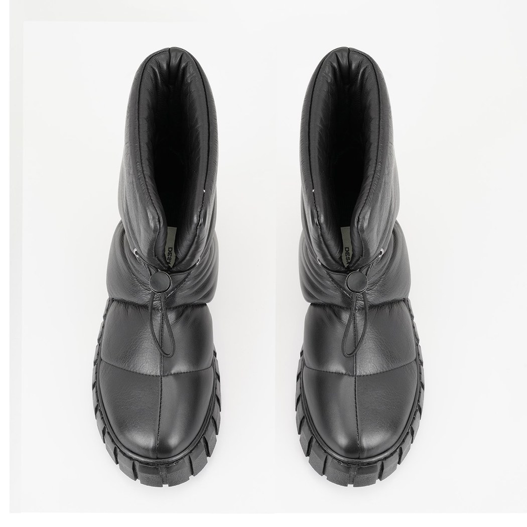 Kadın Siyah Puffer Deri Bot
