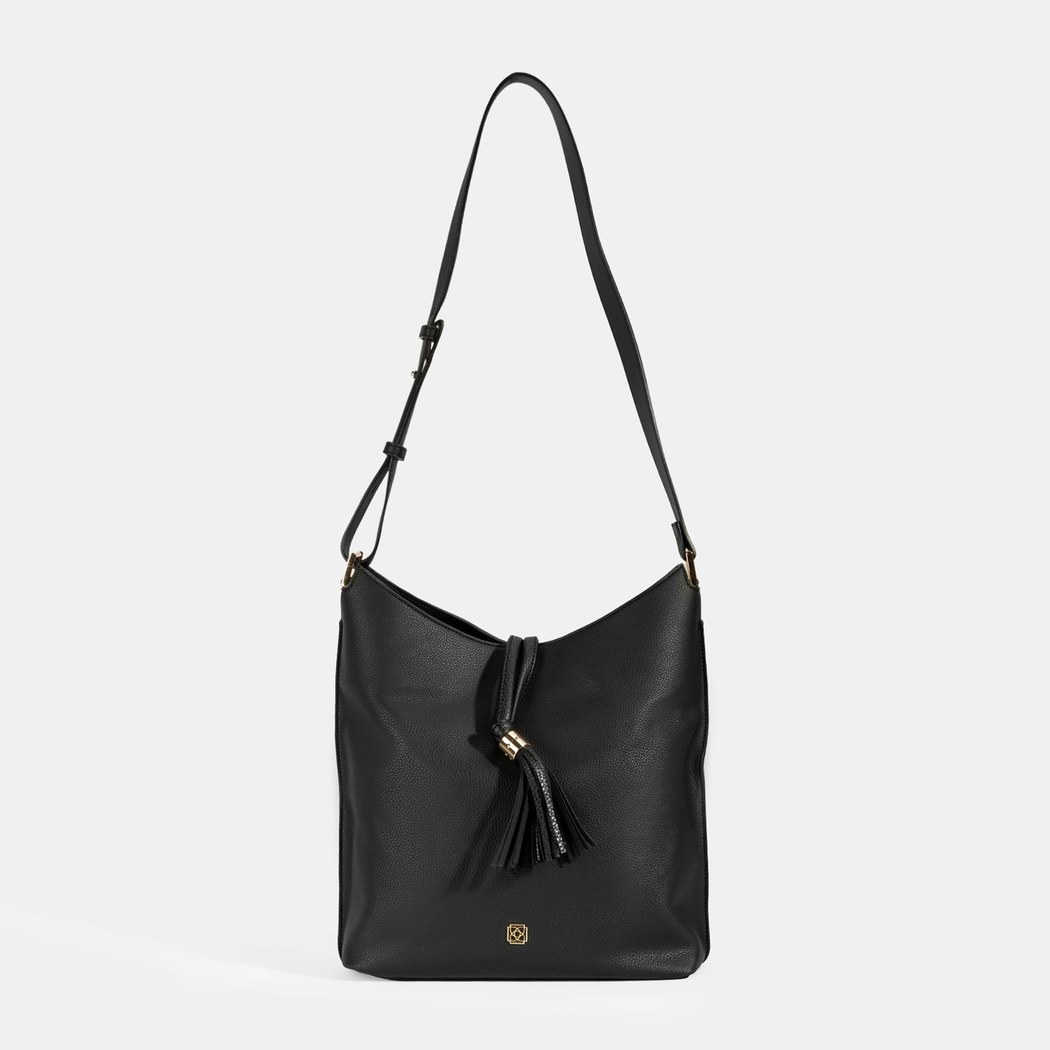 Kadın Siyah Püskül Detaylı Omuz Çantası