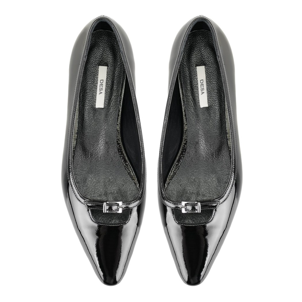 Kadın Siyah Rugan Deri Babet