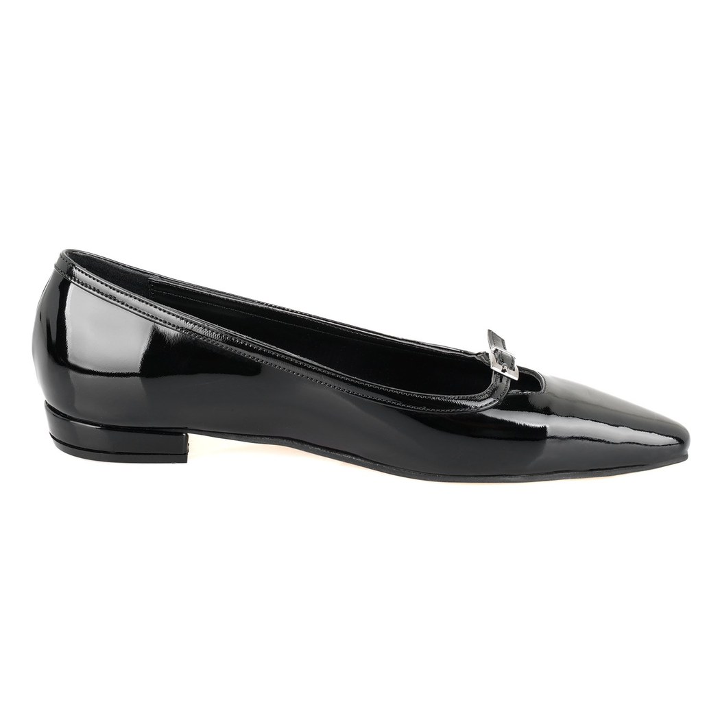 Kadın Siyah Rugan Deri Babet