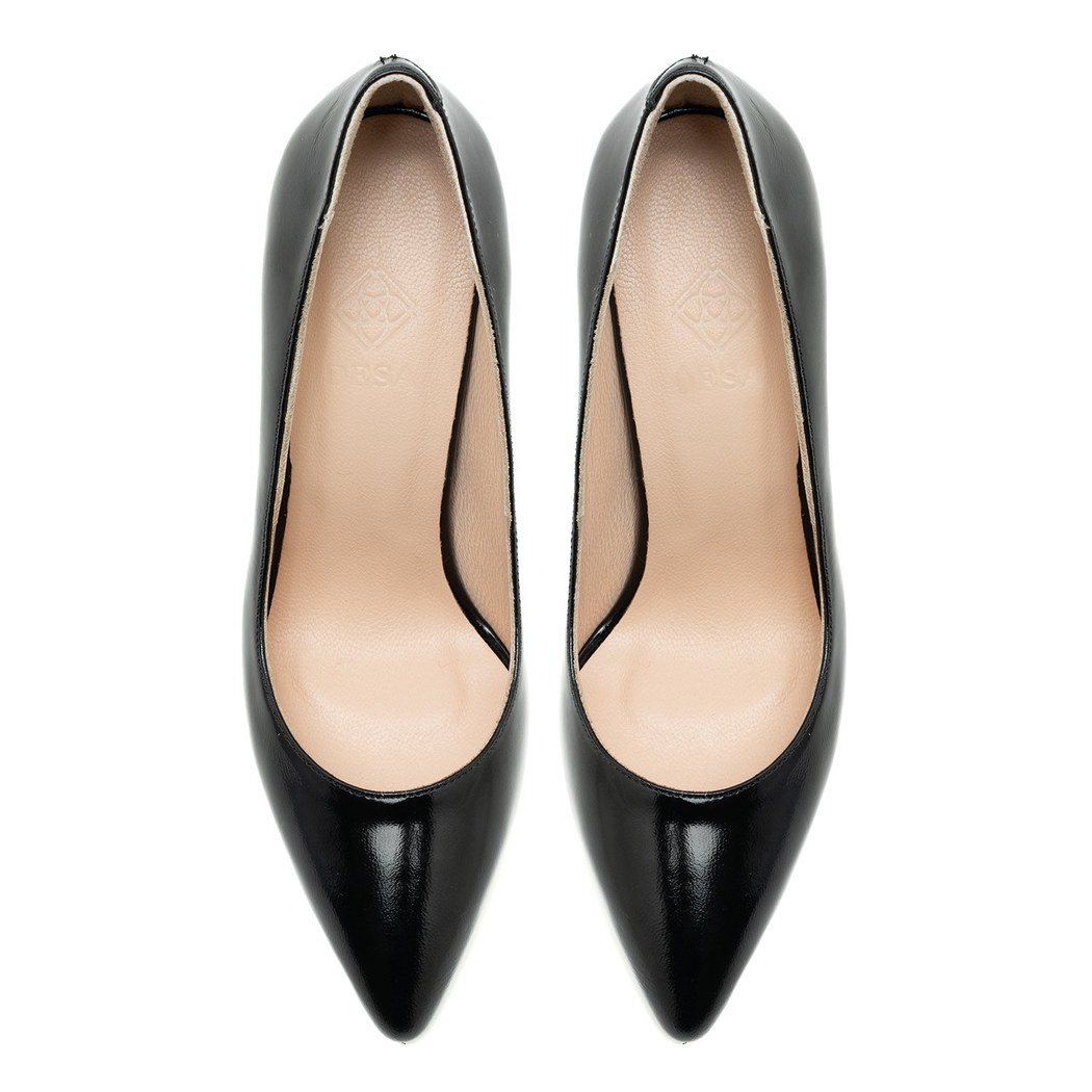 Kadın Siyah Rugan Deri Stiletto