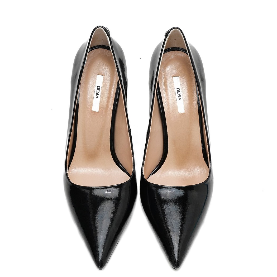 Kadın Siyah Rugan Deri Stiletto