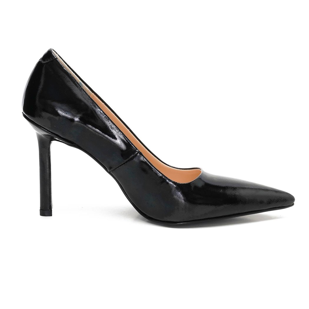 Kadın Siyah Rugan Deri Stiletto