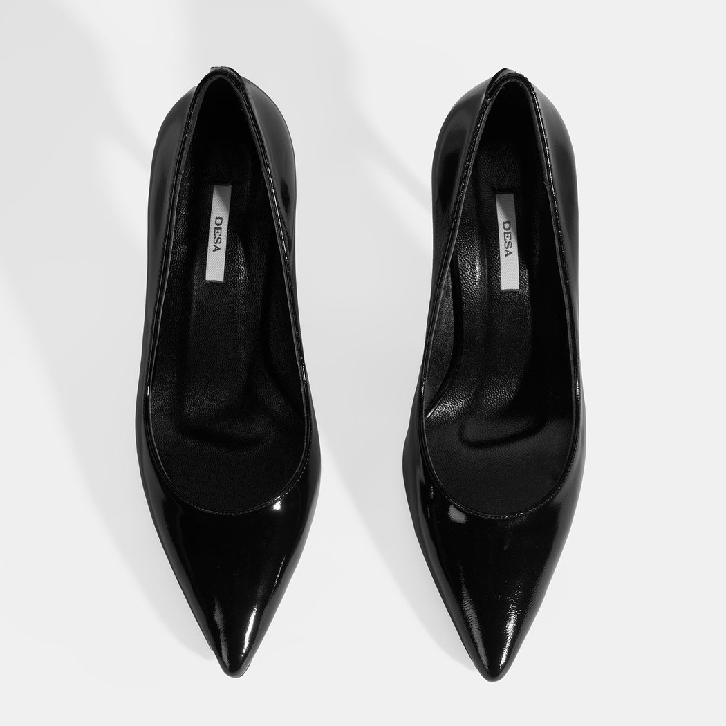 Kadın Siyah Rugan Deri Stiletto