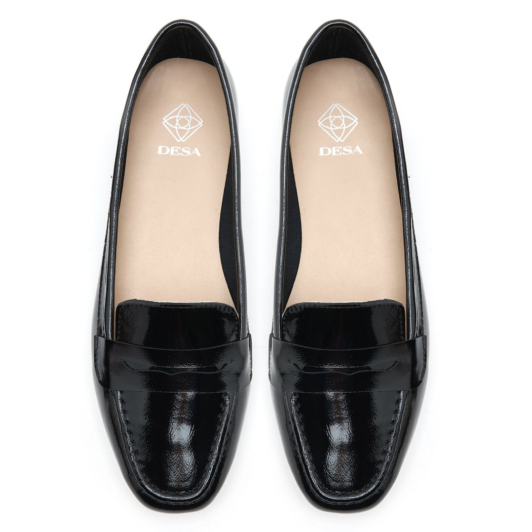 Kadın Siyah Rugan Loafer