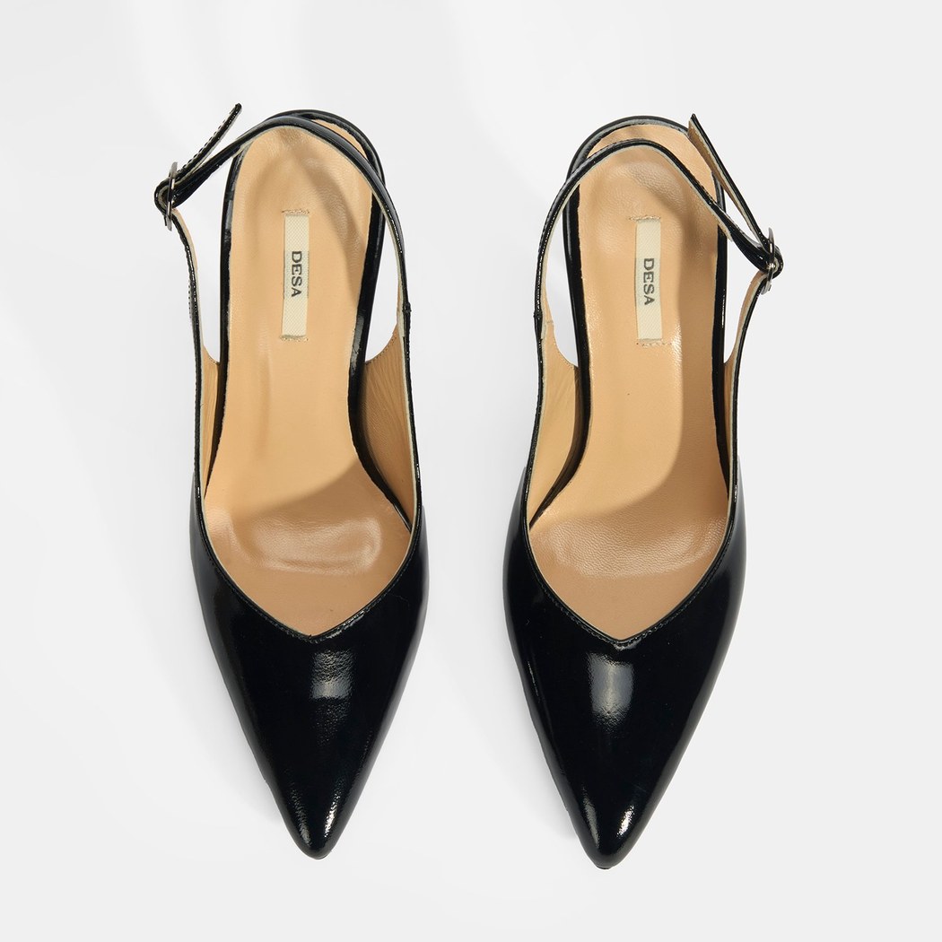 Kadın Siyah Rugan Topuklu Ayakkabı