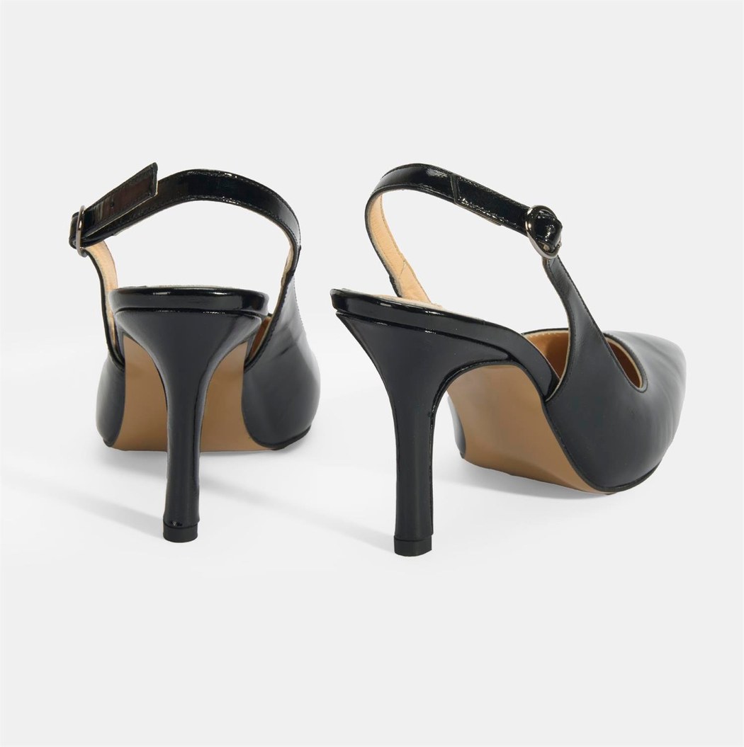 Kadın Siyah Rugan Topuklu Ayakkabı