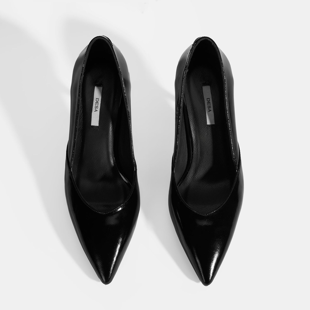 Kadın Siyah Rugan Topuklu Ayakkabı