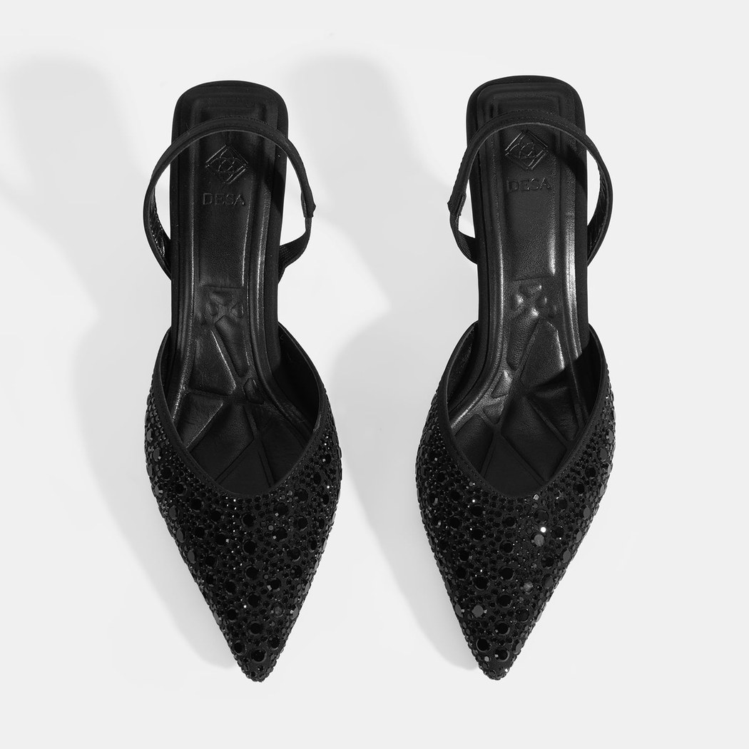 Kadın Siyah Slingback Topuklu Abiye Ayakkabı