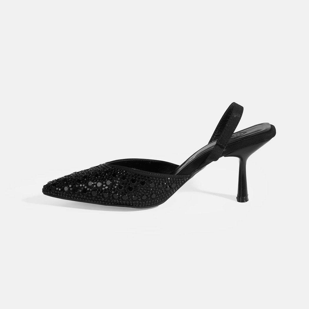 Kadın Siyah Slingback Topuklu Abiye Ayakkabı