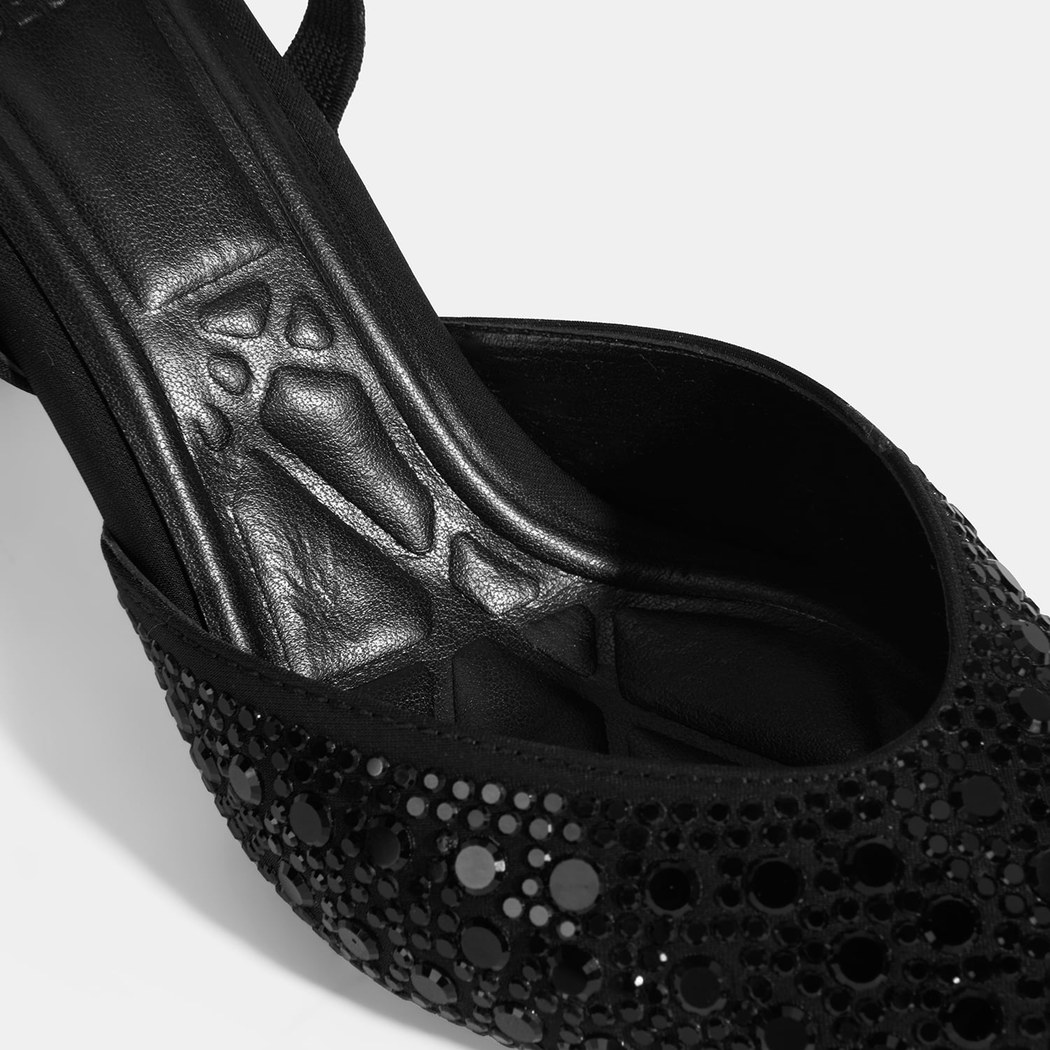 Kadın Siyah Slingback Topuklu Abiye Ayakkabı