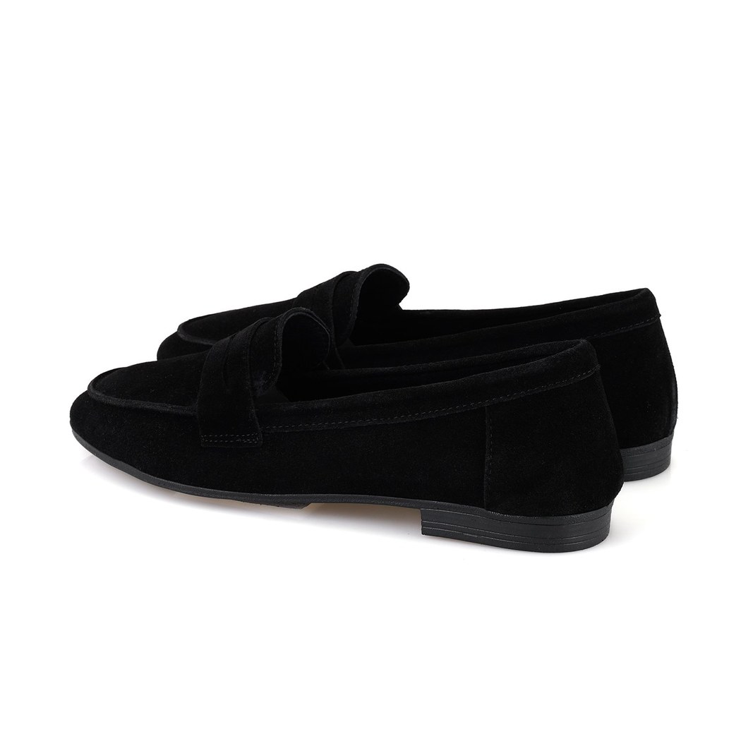 Kadın Siyah Süet Deri Loafer