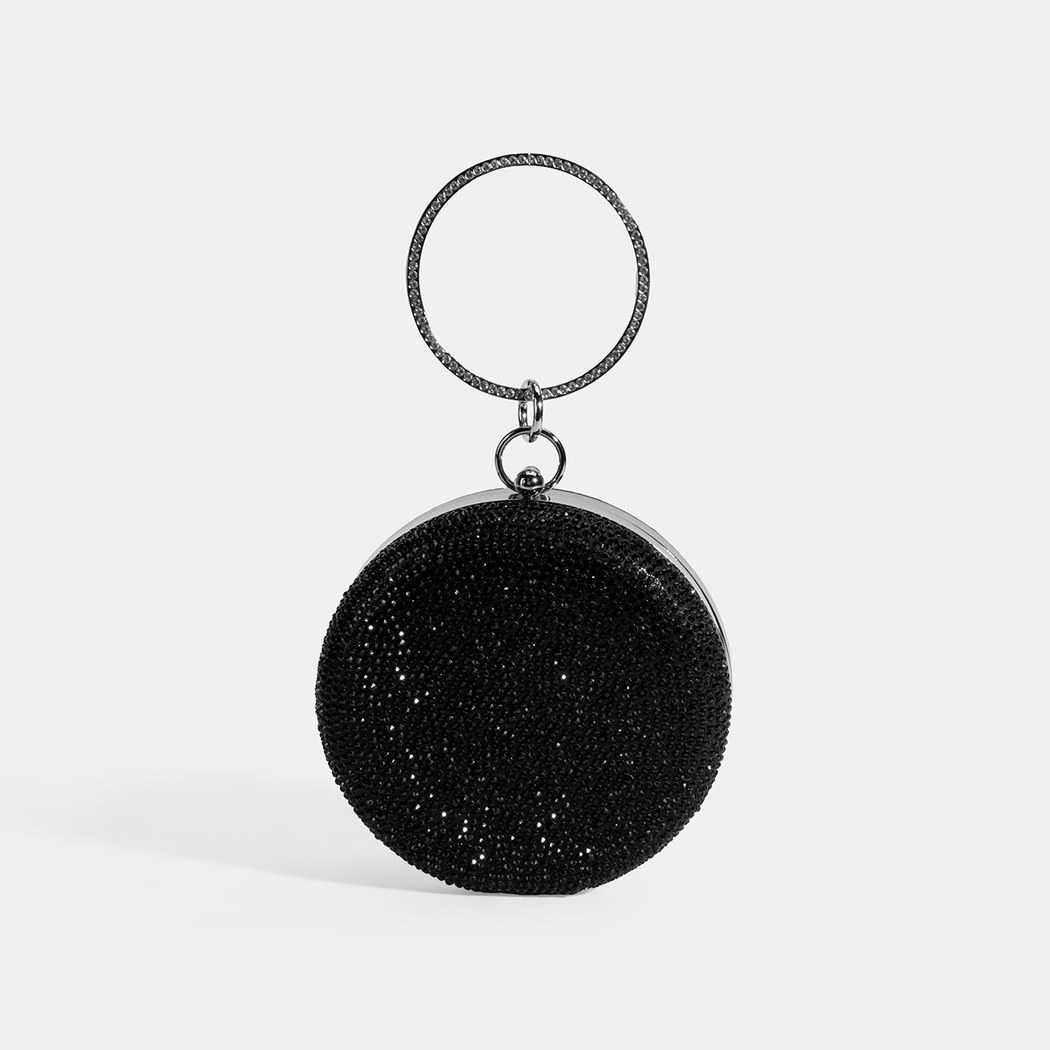 Kadın Siyah Taş Detaylı Gece El Çantası