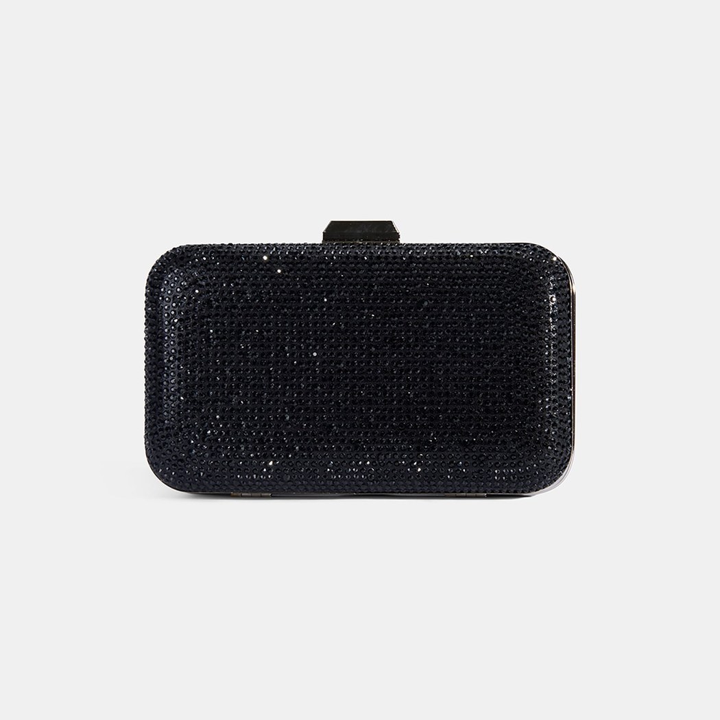 Kadın Siyah Taş Detaylı Portföy Gece Çantası