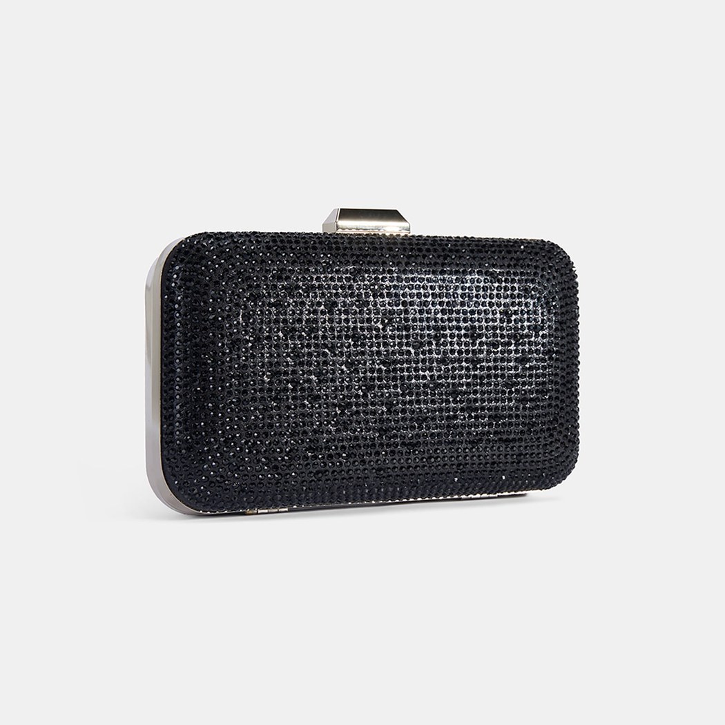 Kadın Siyah Taş Detaylı Portföy Gece Çantası