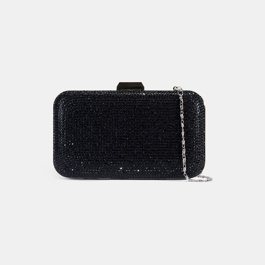 Kadın Siyah Taş Detaylı Portföy Gece Çantası