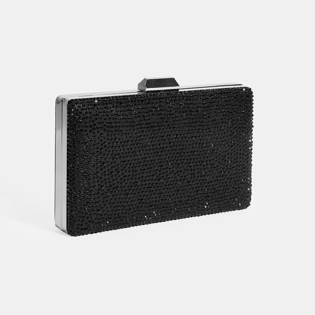 Kadın Siyah Taşlı Portföy Gece Çantası