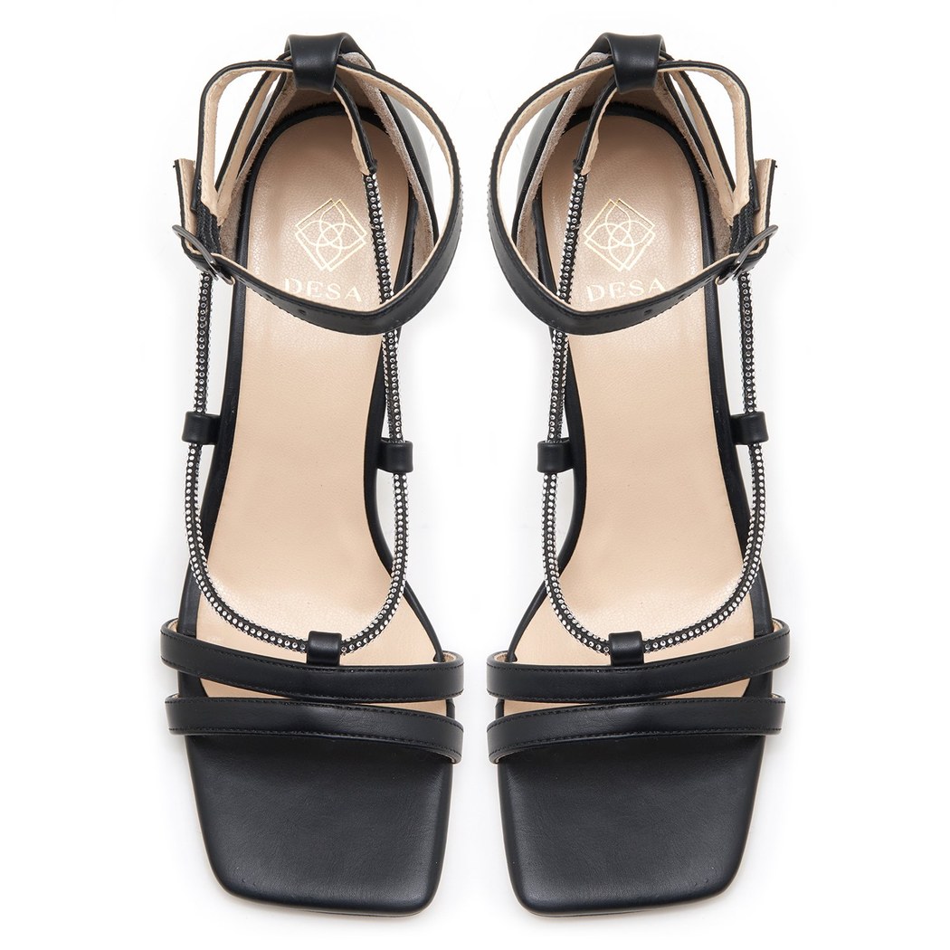 Kadın Siyah Taşlı Sandalet