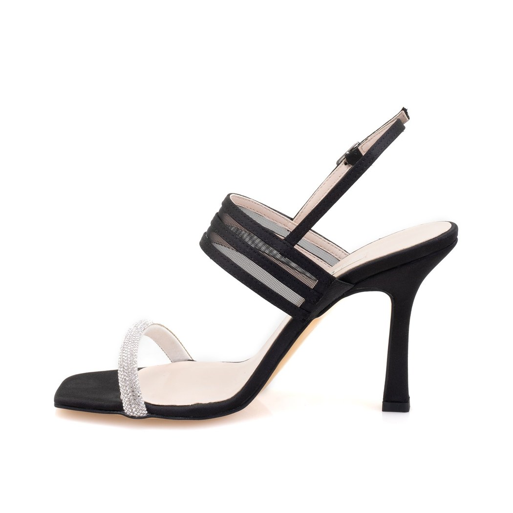 Kadın Siyah Taşlı Saten Abiye Ayakkabı