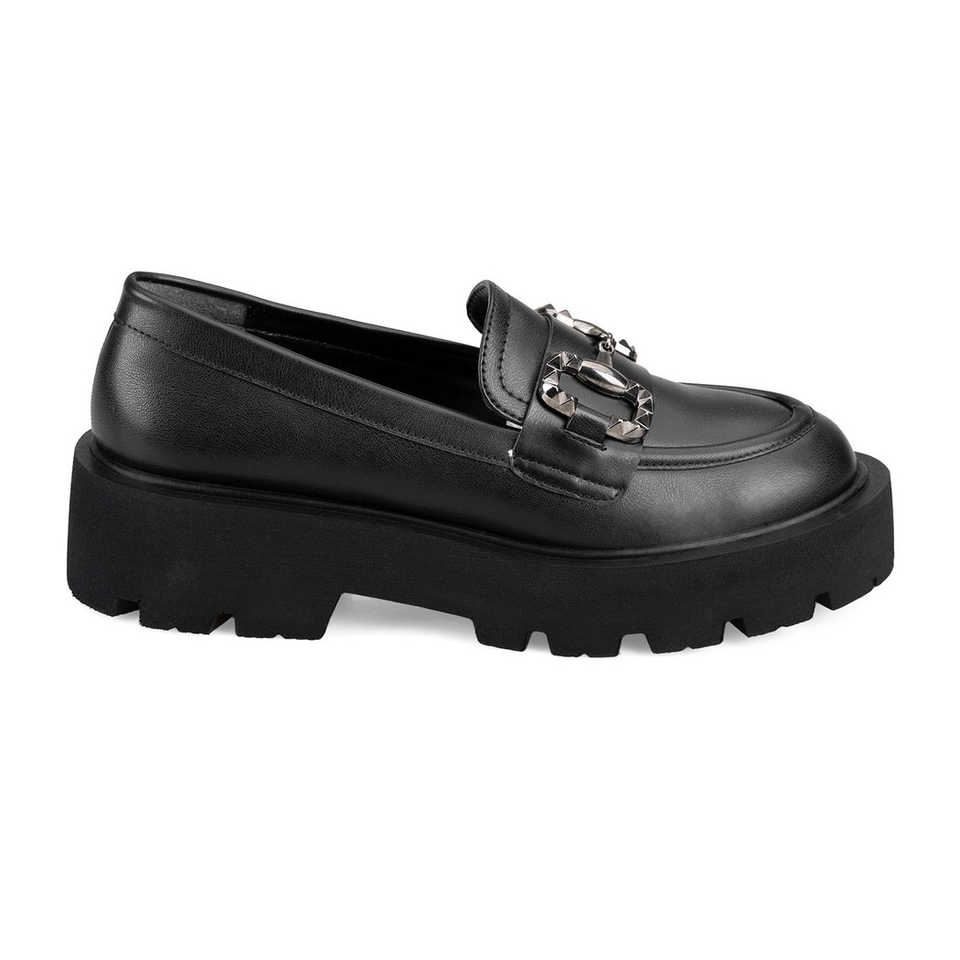 Kadın Siyah Toka Detaylı Loafer