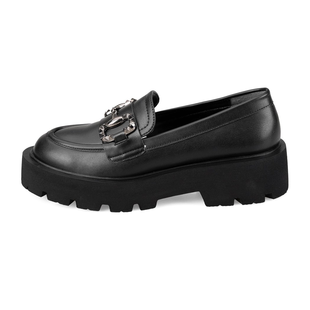 Kadın Siyah Toka Detaylı Loafer