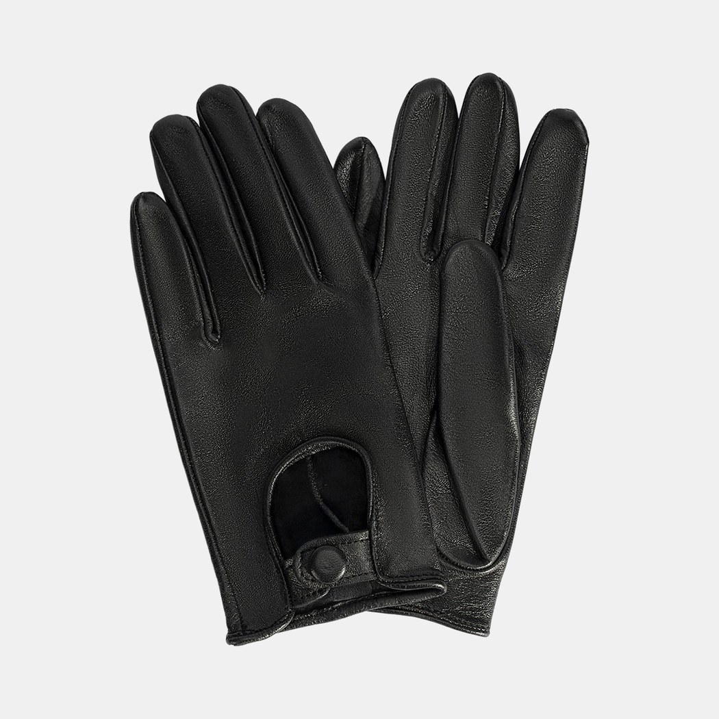 Kadın Siyah Tokalı Deri Eldiven