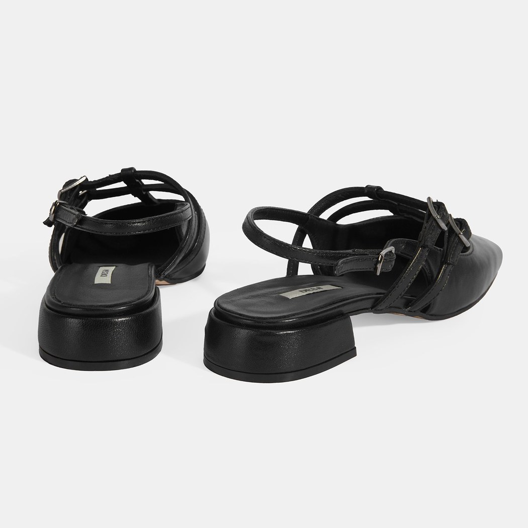 Kadın Siyah Tokalı Deri Günlük Ayakkabı