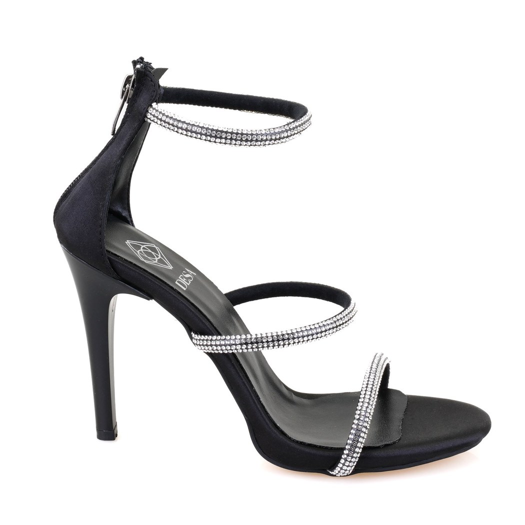 Kadın Siyah Topuklu Abiye Sandalet