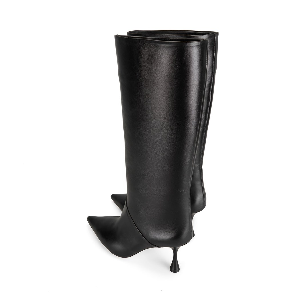 Kadın Siyah Topuklu Deri Çizme